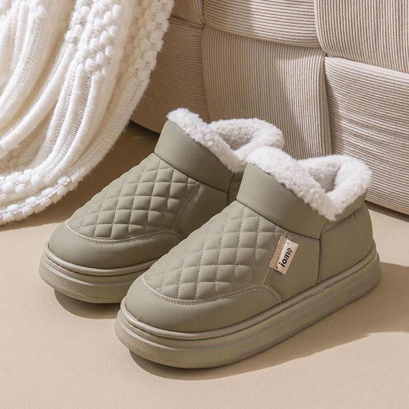 

Зимние домашние водонепроницаемые теплые нескользящие хлопковые тапочки Зимняя женская обувь 36-37 зелёный