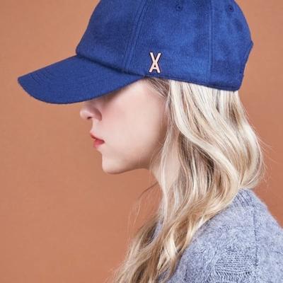 VARZAR Stud Logo Wolle Übergröße Baseballkappe Marineblau