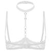 Women's Sexy Mesh Sheer Lace Unlined Bra Halter Neck Shelf Bra Push Up Brassiere Lingerie