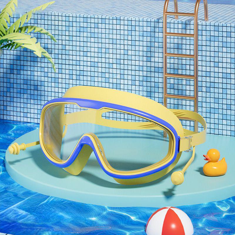 Kinder-High-Definition-Anti-Beschlag-Schwimmbrille für Jungen und Mädchen - Wasserdichte Tauchmaske mit großem Rahmen für Wassersport