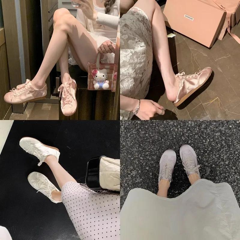 Fashion Comemore 2024 New Summer Women Ballet Style Sweet Girl Sports Board Shoes Fashion Satin Bowknot Leisure Flats women comfortable