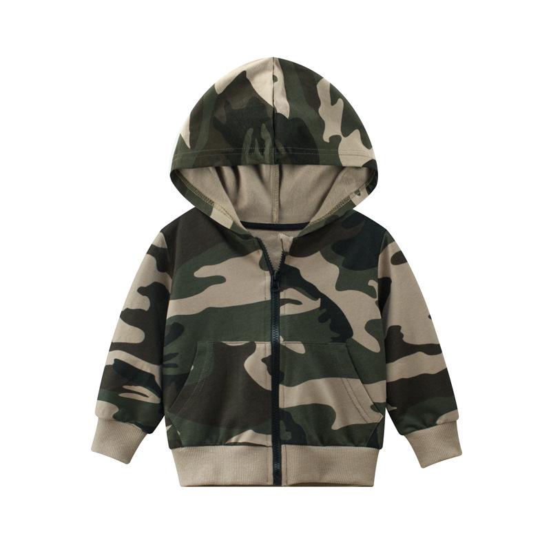 27kids Korean-Style Spring 2024 Boys Camouflage Hoodie Jacket 110cm