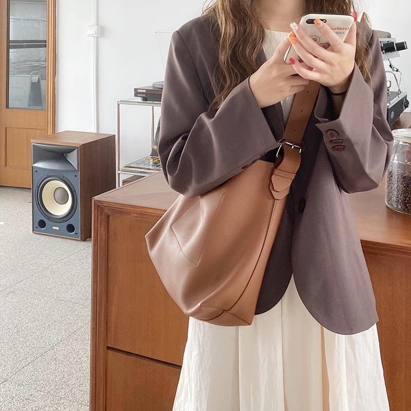 Korean Version Retro Single Shoulder Crossbody Mother-Daughter Bag New Large Capacity Lazy Style Soft PU Casual Tote Bag