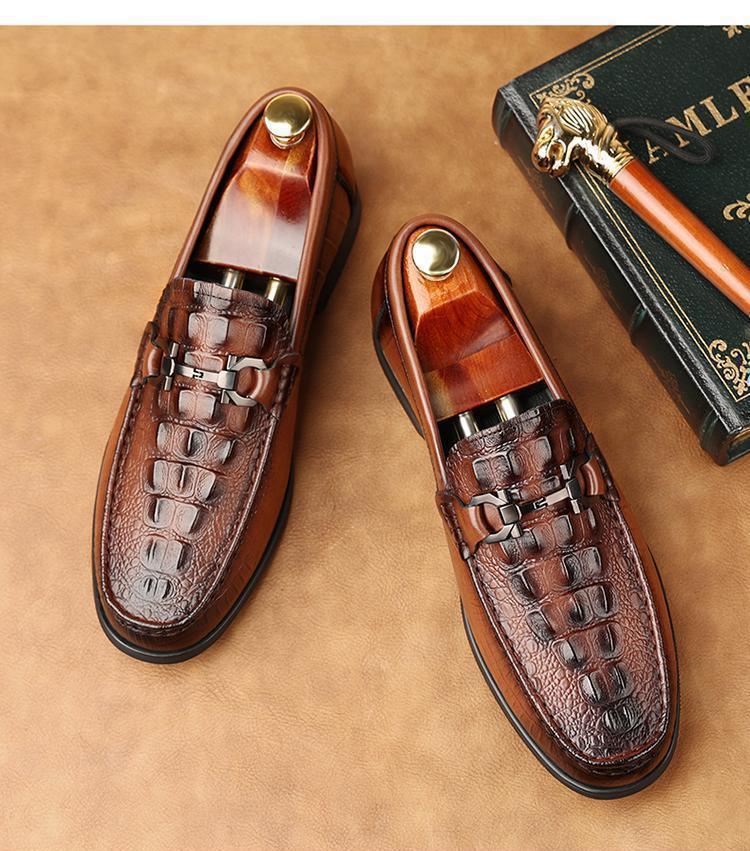 Fashion Fashion New Slip On Loafers New Men's Alligator Pattern Patent Leather Shoes Designer Formal Wedding Dress Homecoming Footwear