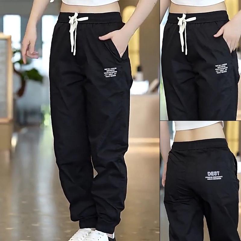 

Весна-лето Тонкие женские спортивные штаны Дышащие модные повседневные брюки Ice Silk Быстросохнущие свободные брюки с эластичной резинкой на талии XXXXXL чёрный