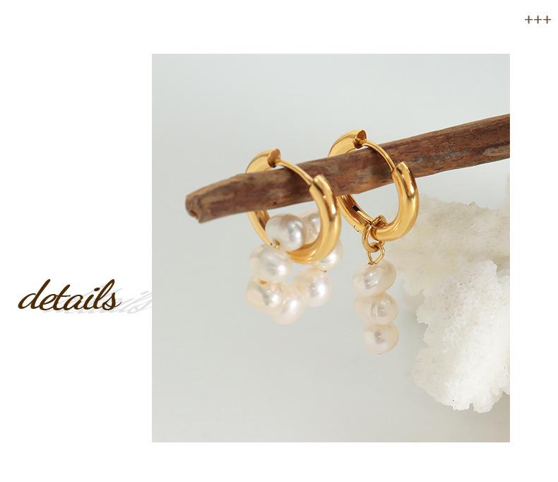 Luxury Minimalist Freshwater Pearl Earrings for Women: French Style, Real Gold Plated, Non-Fading