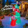 6.89FT Inflatable Toy Christmas Tree Decoration Set Santa Penguin Gift Box Xmas Yard Supplie LED Xmas Home Ornament Festive Gift