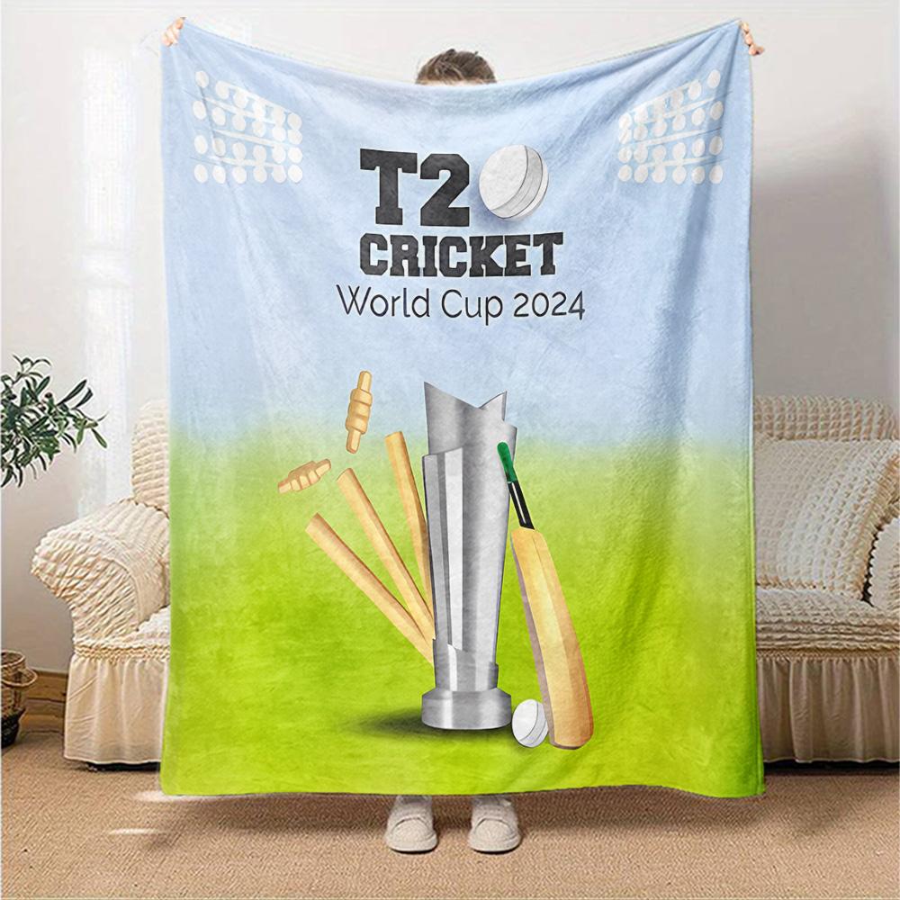 1pc Blanket - T20 Cricket Print Design,Lightweight Blanket for Sofa,Bed- Soft &Warm,Gift for All Seasons