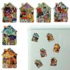 Fairy Tale Town Decor Vintage House Refrigerator Magnet, Colorful Magnets Fridge Magnetic Kitchen Decoration Accessories Whiteboard