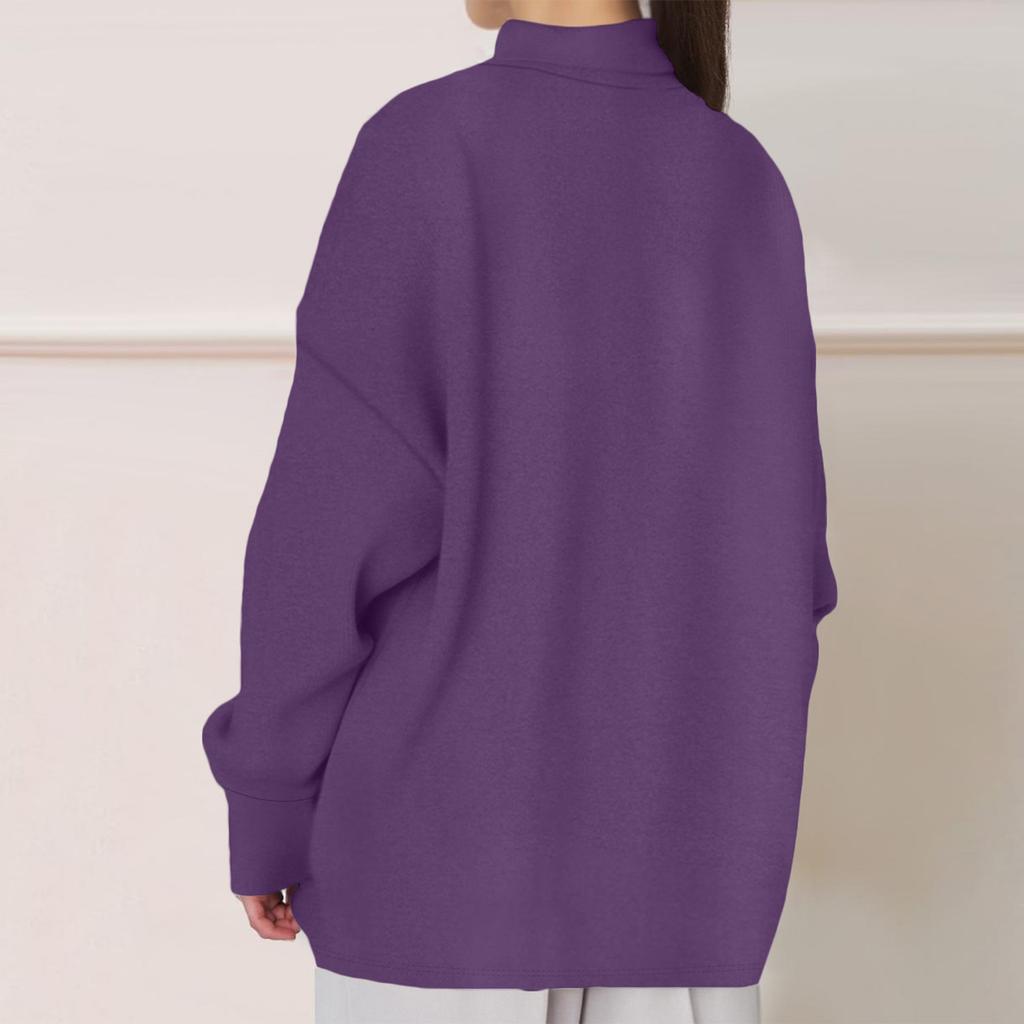 Women's Fashion Solid Color Long Sleeved Round Neck Pullover Casual Sweatshirt Top