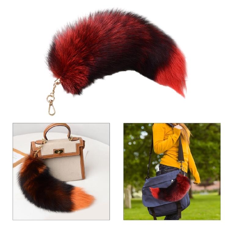 Gradient Foxes Furs Tail Pendant Keychain Keys Holder for Purse Bag Decoration