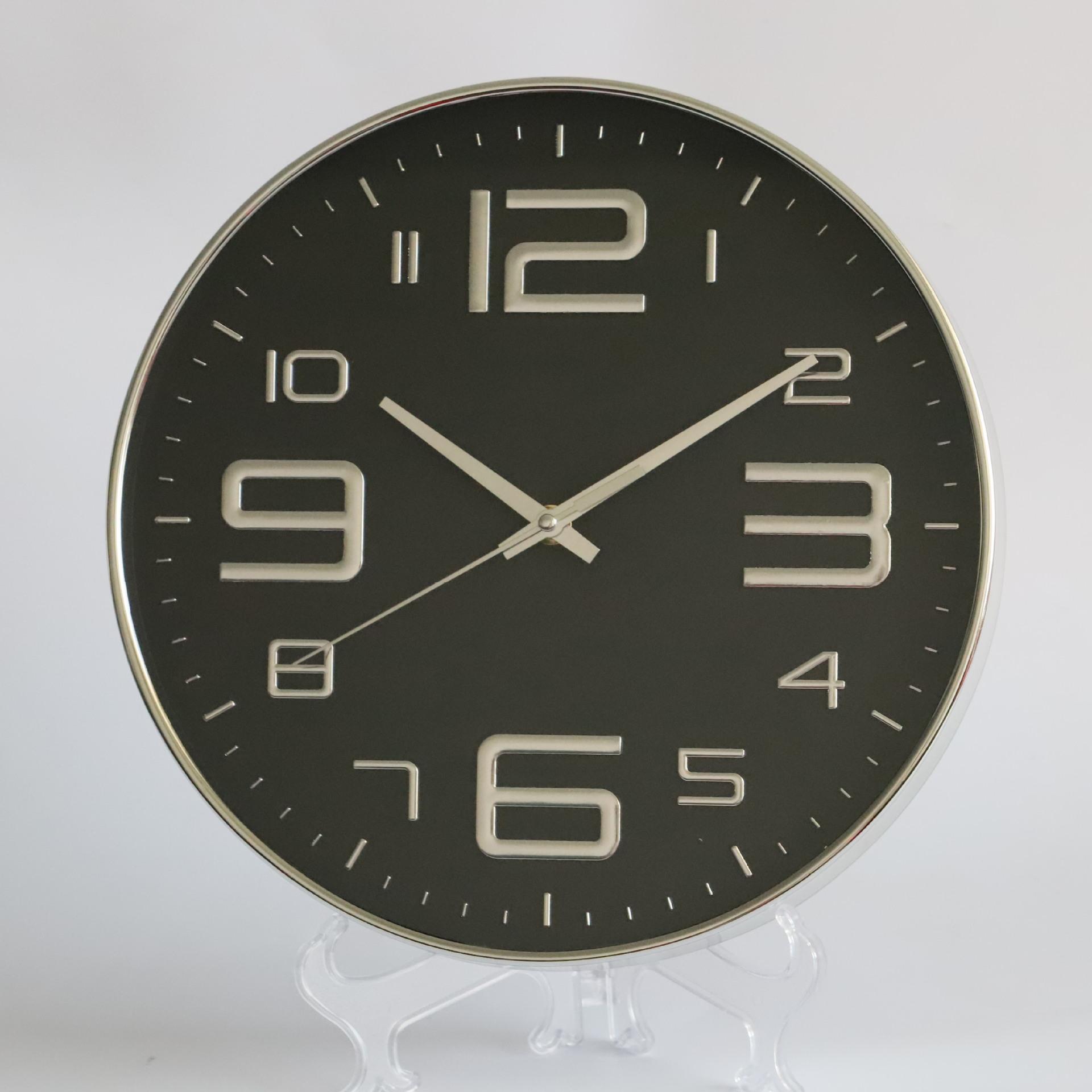 

14 дюймов 35 см Пластиковые бесшумные настенные часы, Креативные и модные настенные часы для гостиной с трехмерной цифровой шкалой