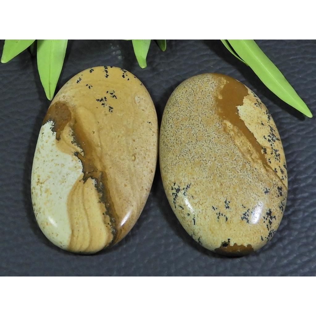 113Cts. 2Pcs Natural Picture Jasper Oval Cabochon Gemstone 26X42-26X44MM A-122