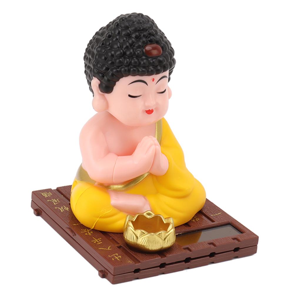 Figurka Buddy Solarna Kiwająca Głową Jasne Kolory Trwały Plastik Realistyczna Statuetka Buddy do Domu Samochodu