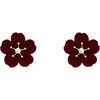 Stylish Sweet and Cute Stud Earrings Red Flower Simple Earrings Niche Design Longxin Earrings Women