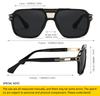 SHEEN KELLY Polarized Vintage Sunglasses (Square Flat-Top / Metal Accents / 55 Size)