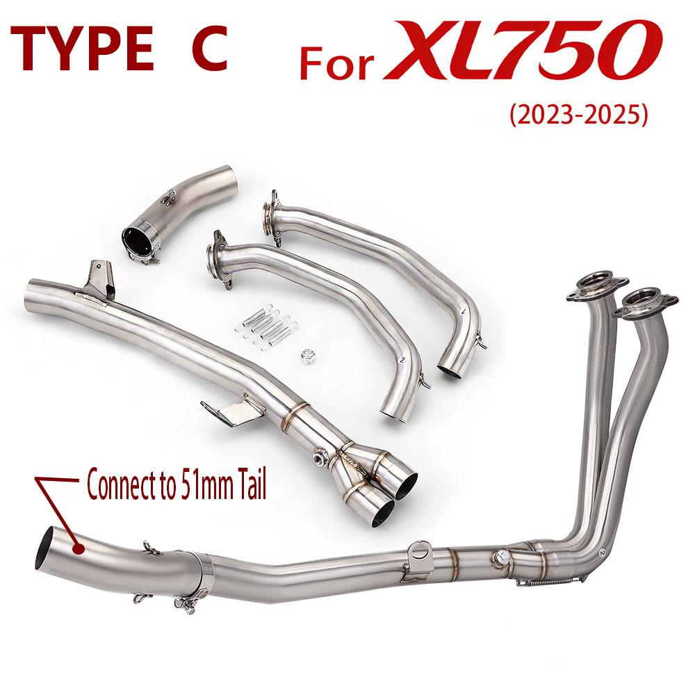 Motorcycle XL750 Exhaust Connect Front/Middle Section, Non-Destructive Install, 2023-2025
