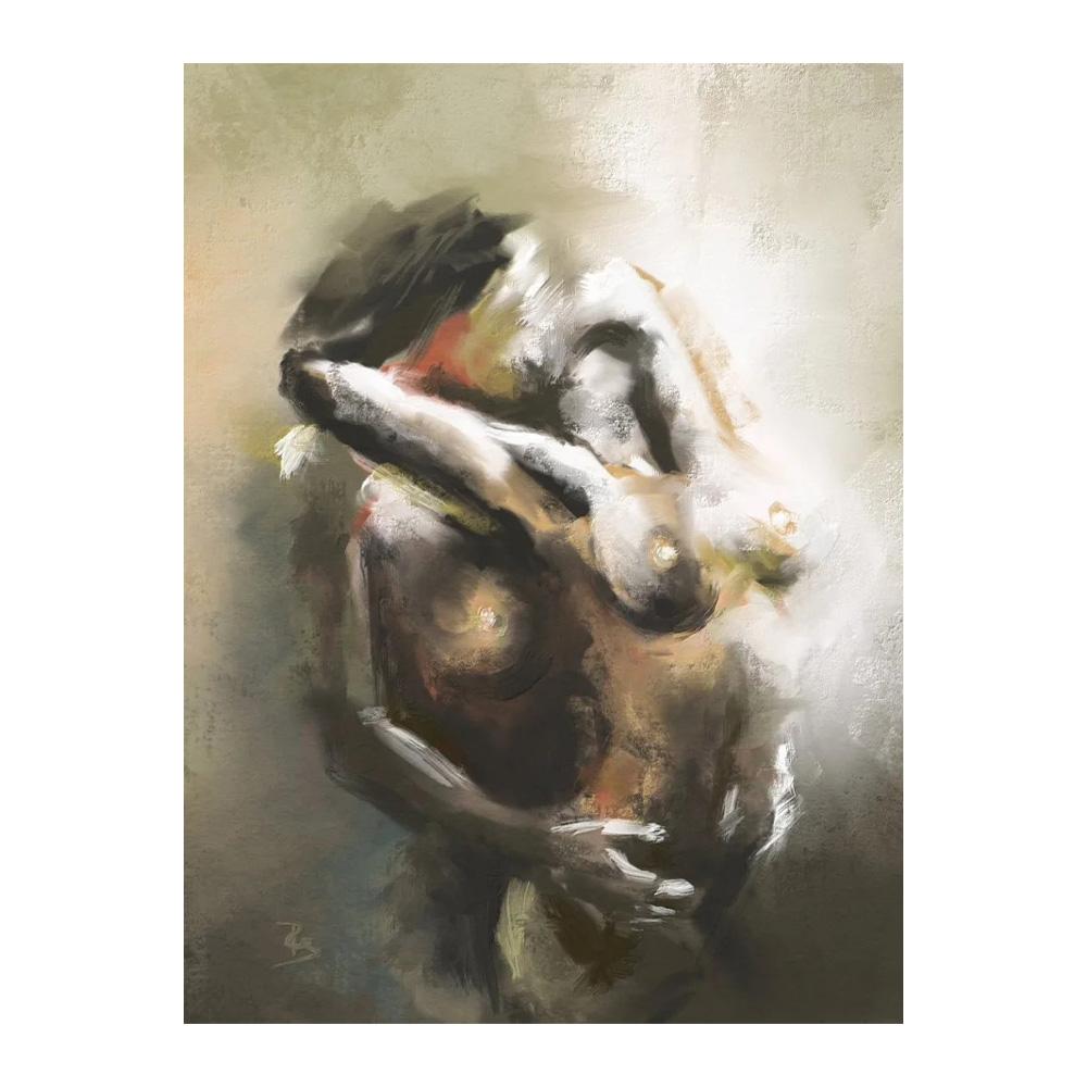 Abstract Couple Kiss Hug Erotic Nude Lovers Embracing Fantasy Sexual Poster Wall Art Pictures Canvas Painting Room Home Decor