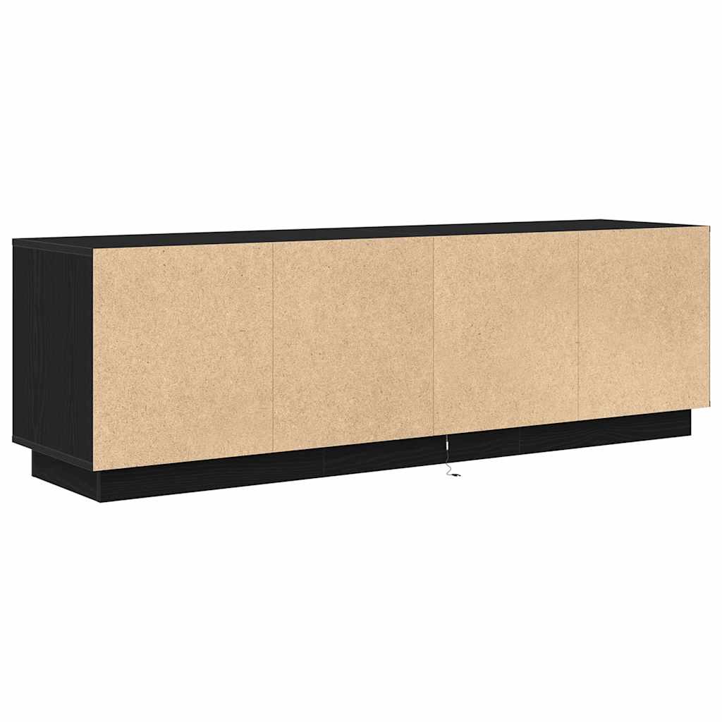 TV Stand with LED Lights Black Oak Effect 160.5x41x50 Cm