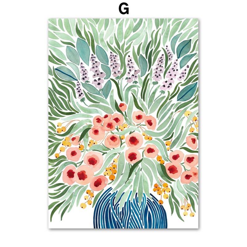 Boho Tulip Vase Woman Flowers Abstract Vintage Posters Prints Wall Art Canvas Painting Club Bar Wall Pictures Living Room Decor