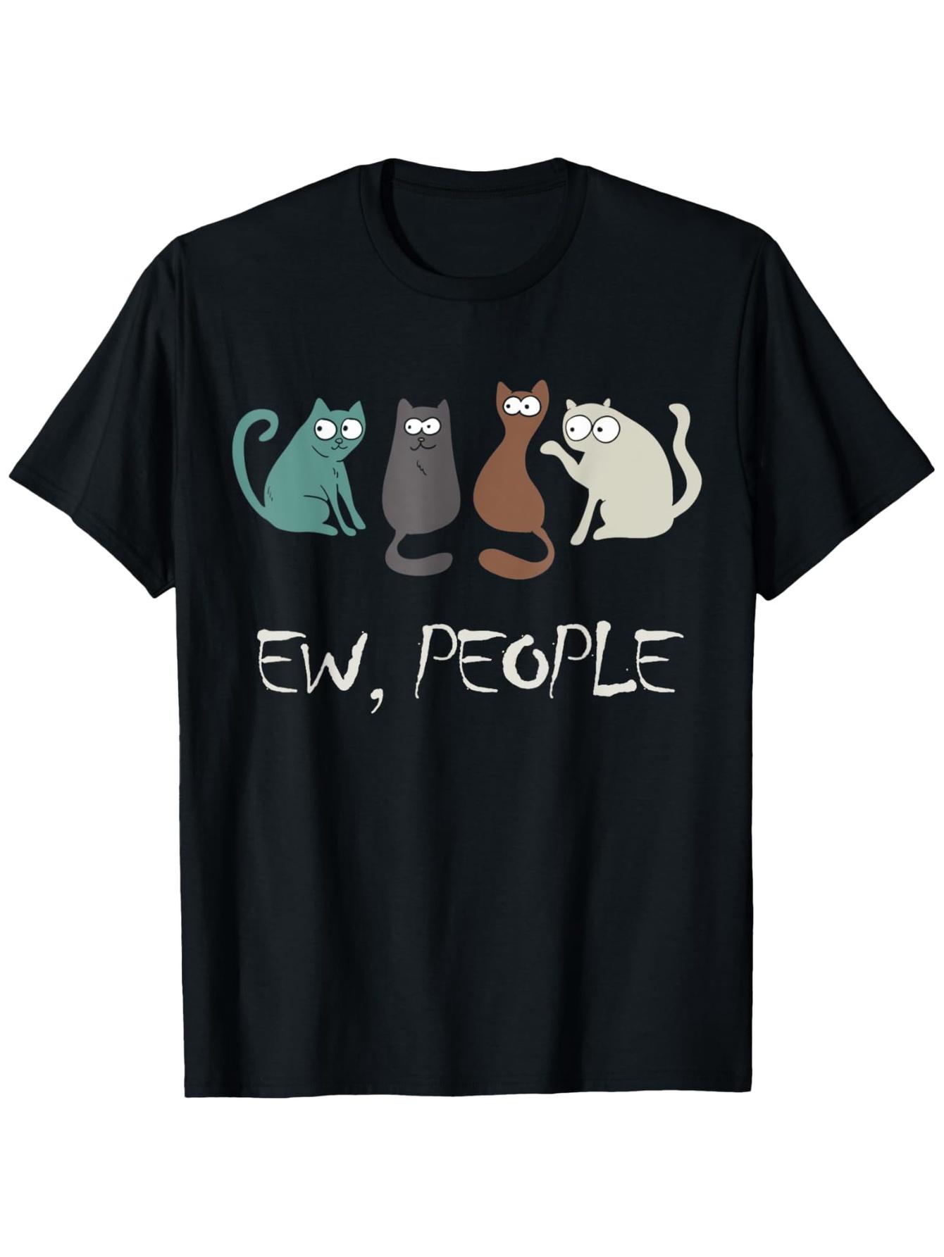 Humans Are Disgusting Funny Black Cat Cute Meow Meow Kitten Cat Lovers Gift TShirt Suitable  Four Seasons Outdoor S