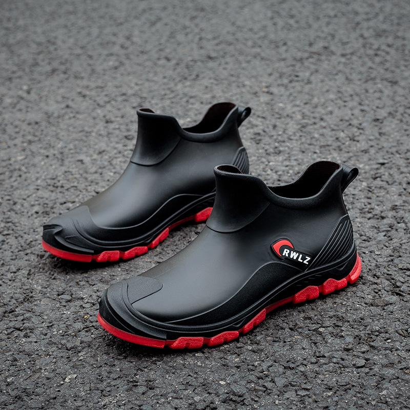 Winter Fur Rain Boots Men Fashionable Non Slip Waterproof Rubber Shoes Fishing Work Car Wash Resistant Water Boots