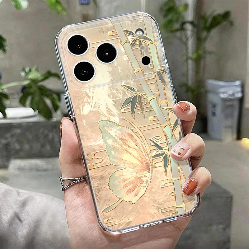 Pink Flower Pattern Clear Phone Case For iPhone 17e 17 16 15 14 13 Pro Max 17 16 Pro 16e 12 11 Transparent Shockproof Soft Cover