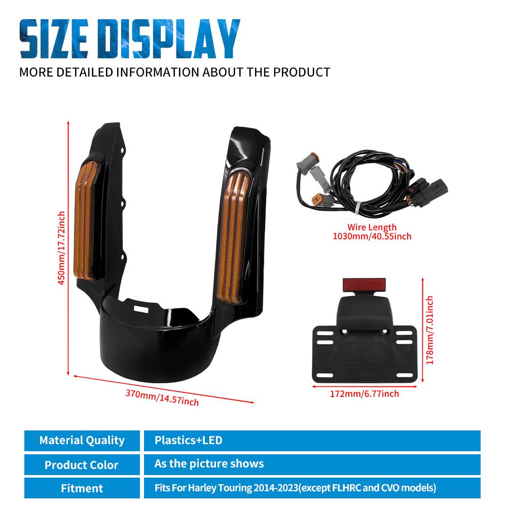 Motorcycle LED Rear Fender Extension Fascia For Harley Touring Electra Glide Street Road Glide Limited FLHR FLTRX 2014-2023 2024