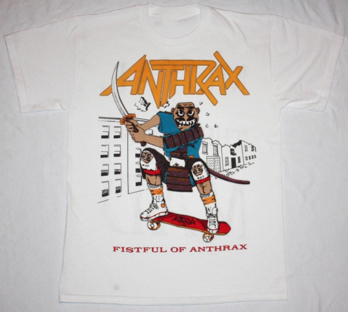 Vintage ANTHRAX FISTFUL NEW Short Sleeve  Black Men ALL Size T-Shirt Mens Womens Tees Top S