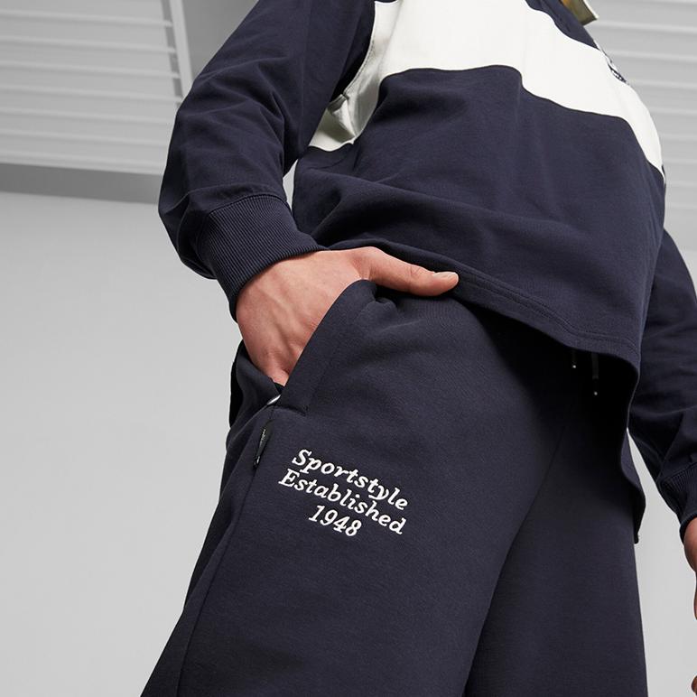 Puma Letter Embroidered Mid Waist Fleece Casual Pants Men Bottoms Black 625311-16