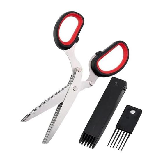 Shredder Scissors, 5 Blades, Stainless Steel, Envelopes, Details, Personal Information, Large Volume Cutting, Multipurpose Scissors, Special Brush