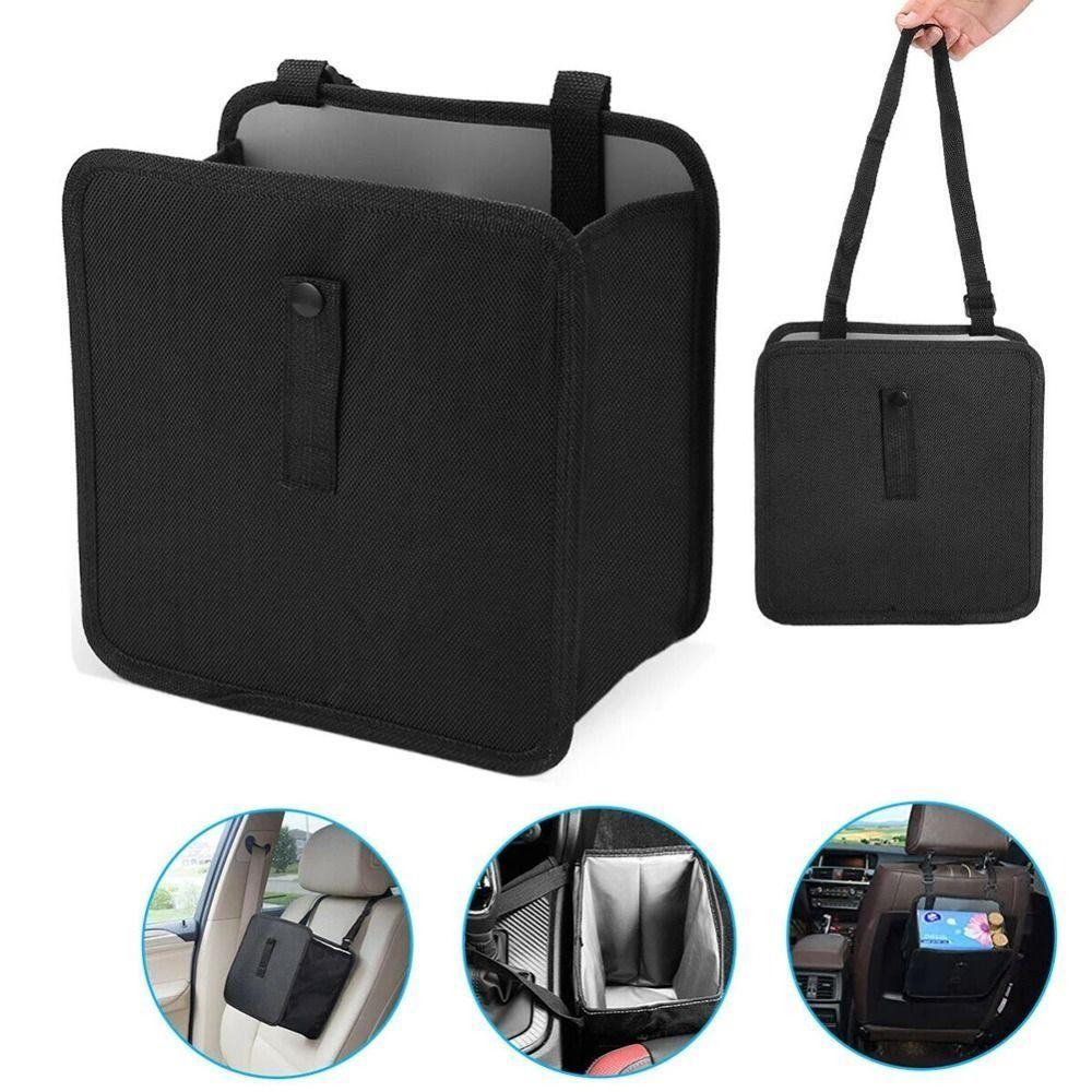 With Adjustable Strap Foldable Car Trash Can Waterproof Car Back Seat Storage Box  Car Dustbin
