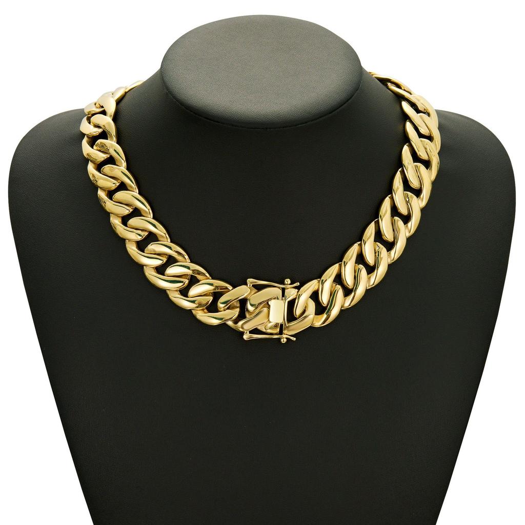 21mm Breite Schwer Dick Guss Edelstahl Halskette 14K PVD Vergoldet Cuban Link Kette für Herren Hip Hop Schmuck