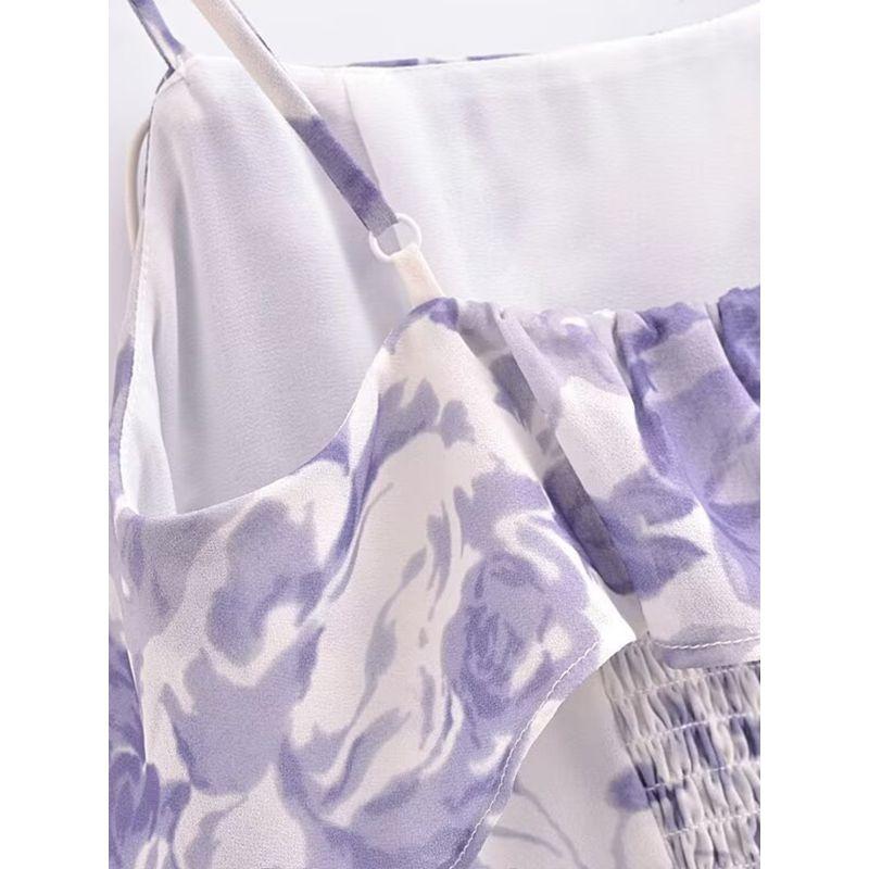 Kaslead New Arrival Women's Clothing Fashion Style Fashion Casual Asymmetrical Ruffles Printing Slip Dress