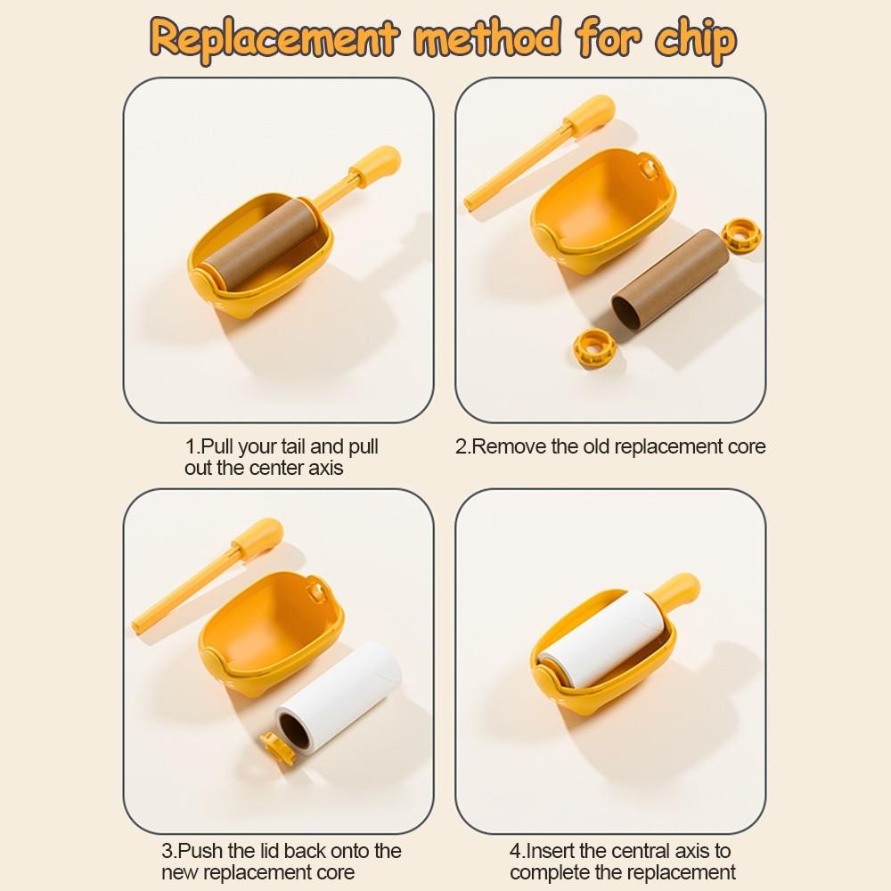 Cartoon Tearable Roll Paper Sticky Roller Brush Cat Shape Strong Adhesiveness Pet Hair Remover Clothes Reusable Detachable