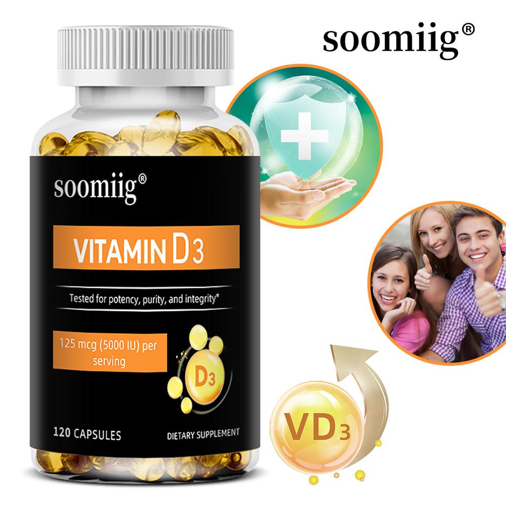 Soomiig Vitamin D3 Kapseln, 125 mcg (5000 IE) pro Portion, 120 Stück