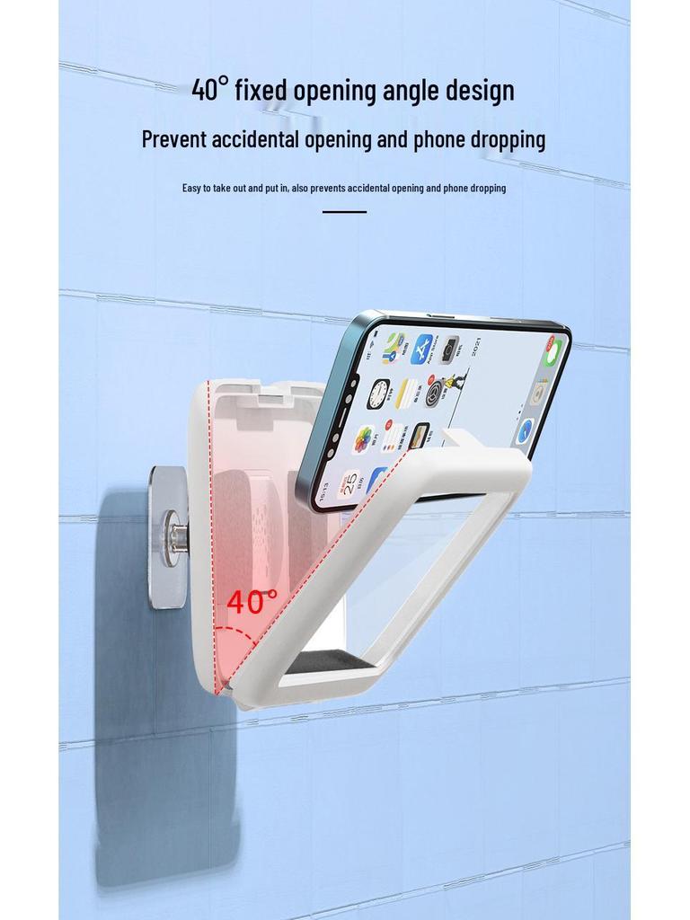 Waterproof Wall-Mounted Phone Case: No-Drill, Adjustable, Anti-Fog Touchscreen for Bathroom Toilets