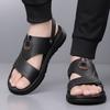 Sandals Men's New Beach Shoes Cowhide Slippers Outdoor Non-slip Thick-soled Leather Sandals for Man Non-slip Cover Toe Fashion C