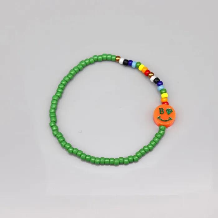 Bonbo Smile Charm Point Rainbow Bead Bracelet 5 Colors