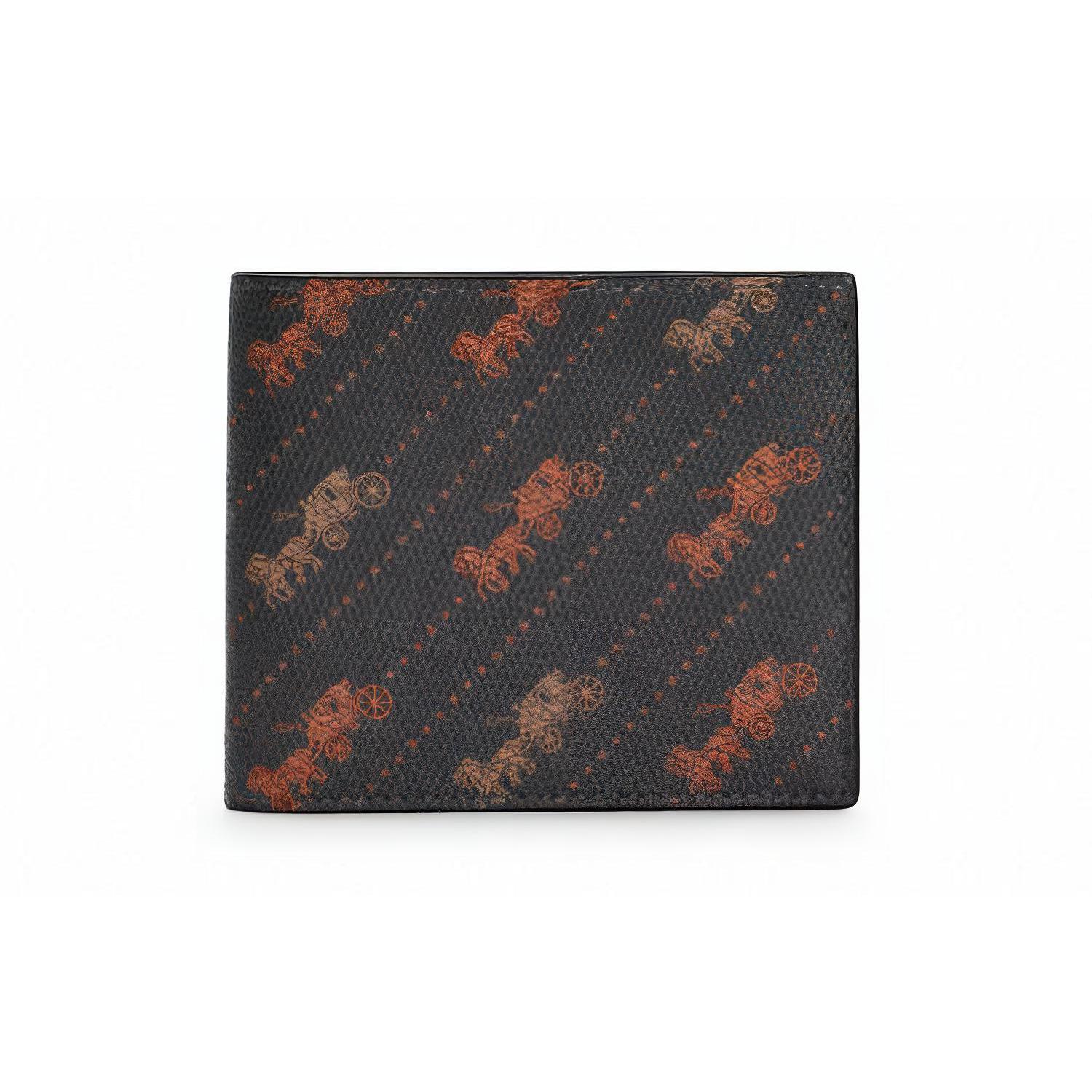 

New COACH Billfold Wallet Coated Canvas Card Holder Wallet Men s Brown C4332-QBM2 9.9*1.0*7.6CM