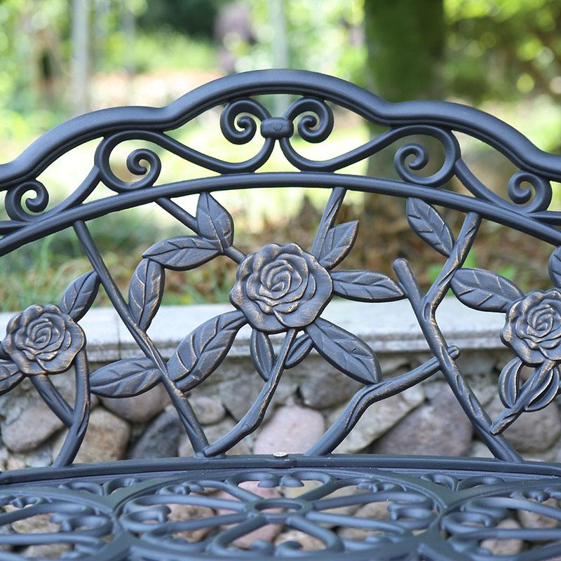 Three-Piece Wrought Iron & Cast Aluminum Outdoor Furniture Set for Balcony, Patio, or Villa Garden