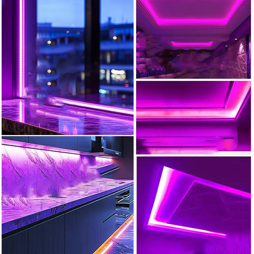 Clearhill COB LED Strip Light Only with Bare 5M Purple 12V Black Red Wire Connection 320 Strong Light Width 8mm IP20 Emission Double Sided Tape