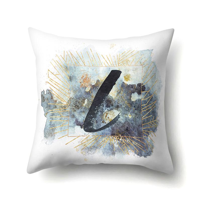 Polyester Pillowcase Home Car Decoration Printing Pillowcase 26 English Letters Sofa Cushion Cover