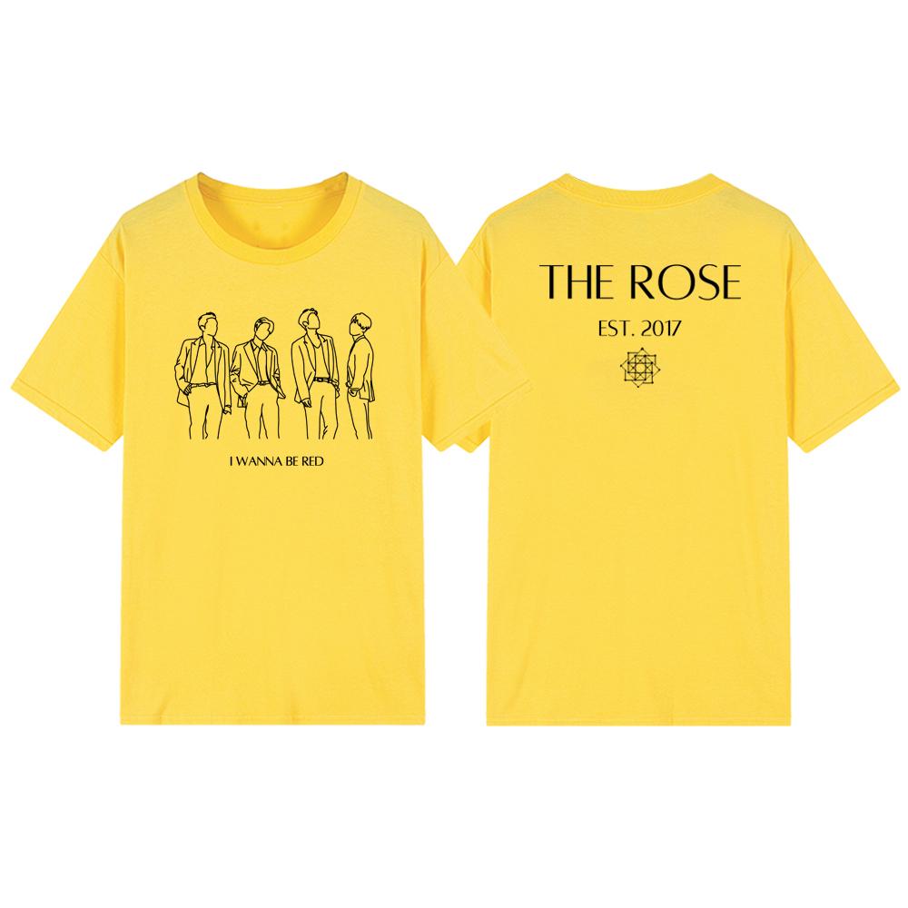 

Футболка з трояндою Kpop Merch Футболка з сорочкою з трояндою Kpop Подарунок Жіноча футболка з коротким рукавом Корейський музичний гурт Футболка Вуличний одяг L жовтий