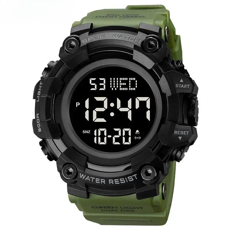 

1968 Luxury Digital Stopwatch Military Alarm Clock LED Display Waterproof Wristwatch Sport Watch for Men Reloj Hombre армія зелений колір