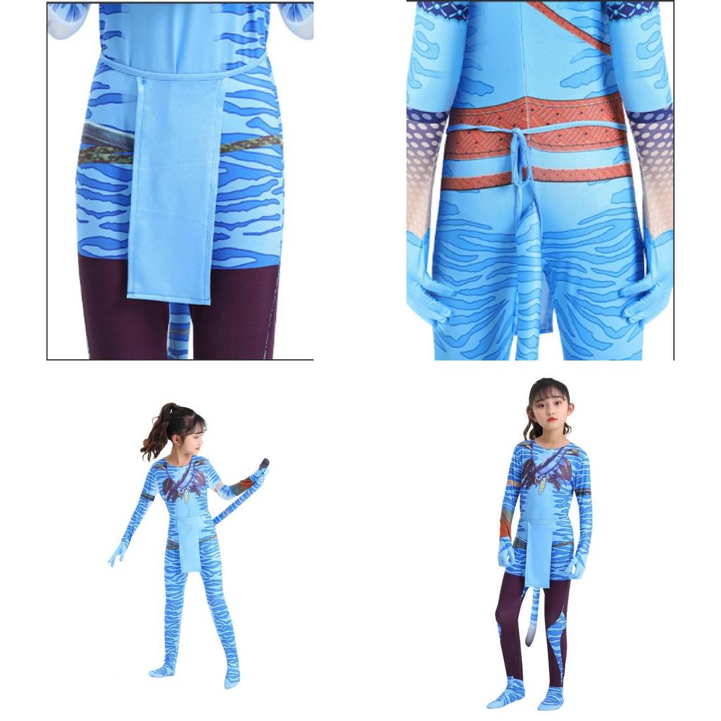 Avatar 2 Halloween Cosplay Bodysuit für Erwachsene und Kinder aus weichem Milchseidenstoff