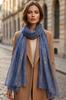 Scarf 180x70cm Golden Flower Headscarf Hijab Decorated with Golden Flowers in Jeans Color