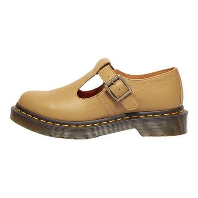 Leather Comfortable Fashionable Thick Sole Mary Jane Shoes Women Shoes Dark-Yellow 32051776