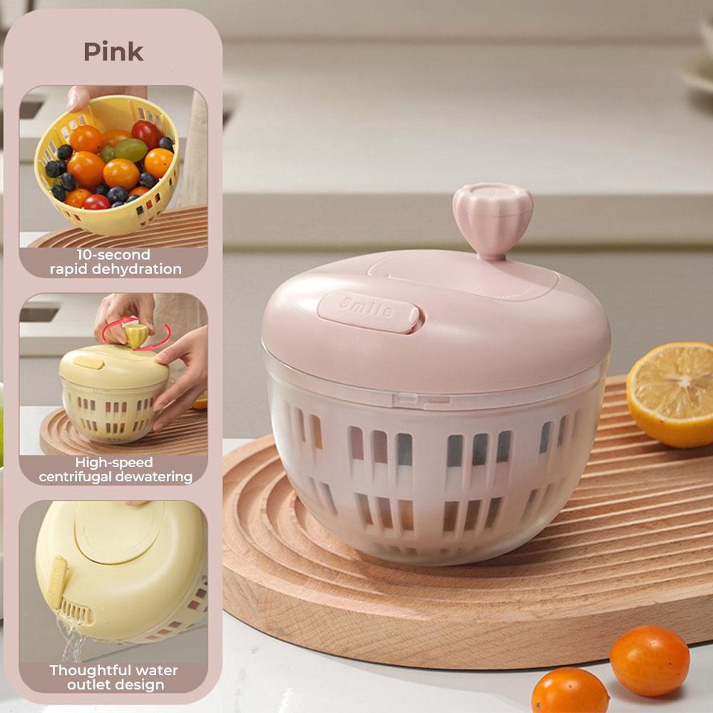 

Manual vegetable dehydration machine,Salad Spinner for Leafy Vegetables, Lettuce Washer & Dryer, Kitchen Greens Drainer Strainer розовый