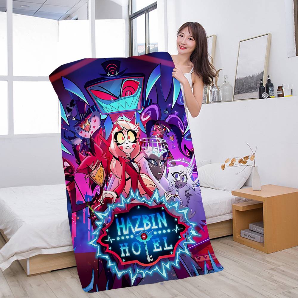 Vintage Anime H-Hazbin H-Hotel Bath Microfiber Soft Water Absorbing Breathable For Girl Kids Decorative Cartoon Beach Towel